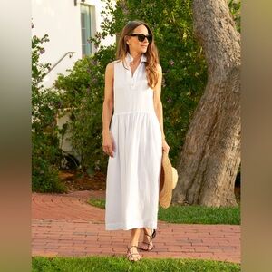FRANK & EILEEN Daphne Sleeveless Popover Dress in Washed Linen White